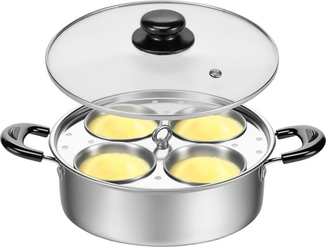 Willstar Eierkocher aus Edelstahl in Silber für 4 pochierte Eier, Mehrzweck-Eierpfeffpfanne und Saucepan - Bild 1