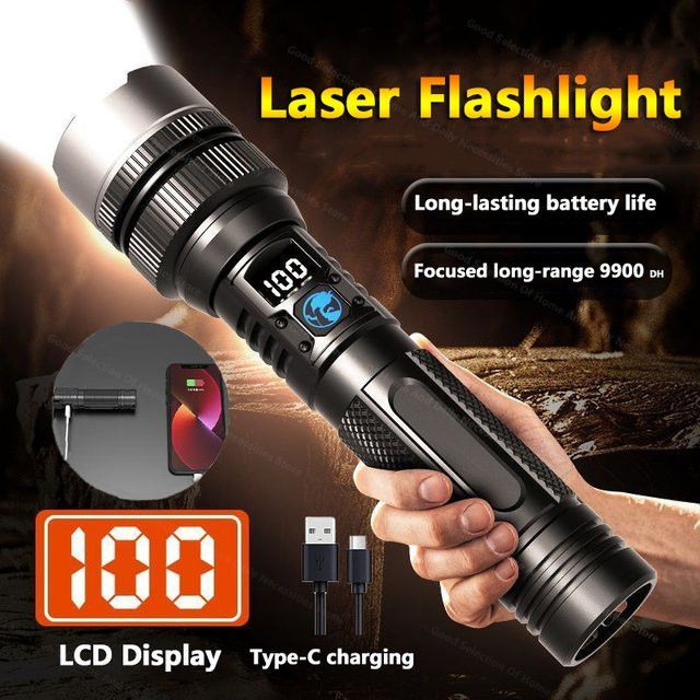 Xiaomi LED-Display-Laser-Taschenlampe, superhell, wiederaufladbar via Typ C, wasserdicht nach IPX8 - Bild 1