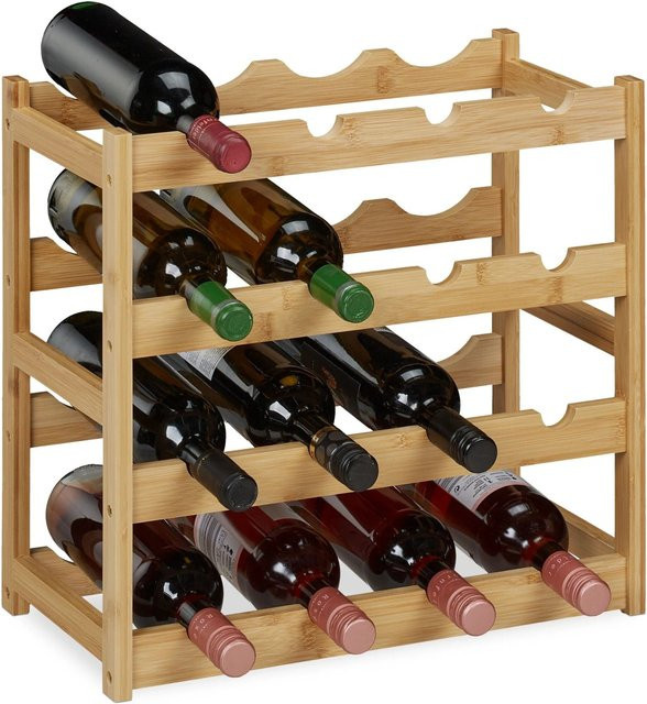 Relaxdays Weinregal aus Bambus in Natur, Platz für 16 Flaschen, B/T/H: 42,5 x 45 x 23,5 cm - Bild 1