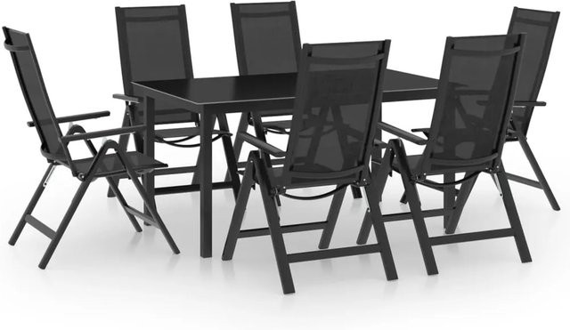 vidaXL 7-tlg Garten-Essgruppe aus Aluminium und Glas in Anthrazit - Bild 1