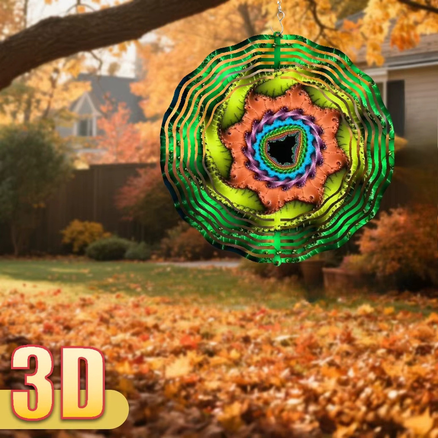 CIFBUY 3D Metall-Windfahne Spiralförmige Kinetische Kunst Farbenfrohe Doppelseitige Rotierende Gartendekoration in Multicolour - Bild 2
