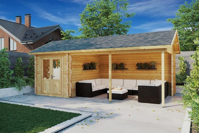 Gartenhaus Arthur mit Vordach aus Holz B/T: 7 x 3 m - Bild 1