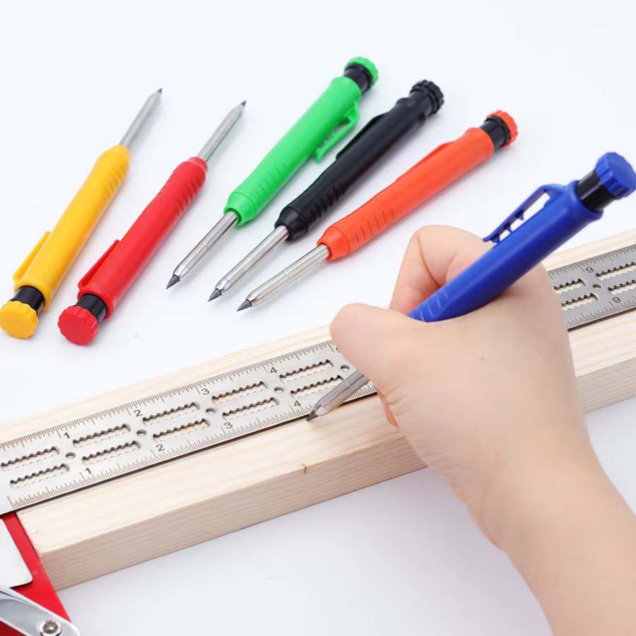 MROOFUL Zimmermannsbleistift-Set mit Ersatzminen, langköpfig und 2,8 mm, rot und mehrfarbig - Bild 1