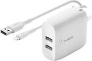 Belkin Boost Charge Netzteil mit 24 Watt und 2 USB-A Anschlüssen in Weiß - Bild 1