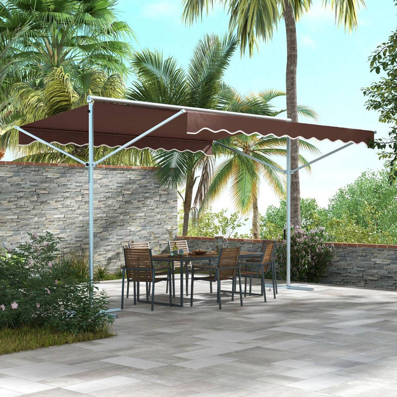 Outsunny Markise braun aus Polyester und Aluminium, B/H/L: 298 x 395 x 255 cm - Bild 4