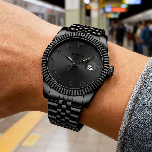 SUNKTA Armbanduhr, Quarz, Edelstahl, Schwarz, Herren - Bild 1