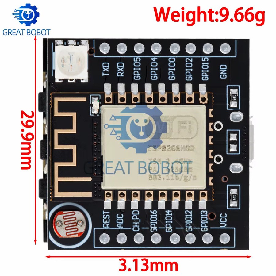 baishundianzi ESP8266 ESP-12F Serielles WLAN-Modul Mini-Entwicklungsboard mit USB-zu-Seriell-Konverter in Schwarz - Bild 2