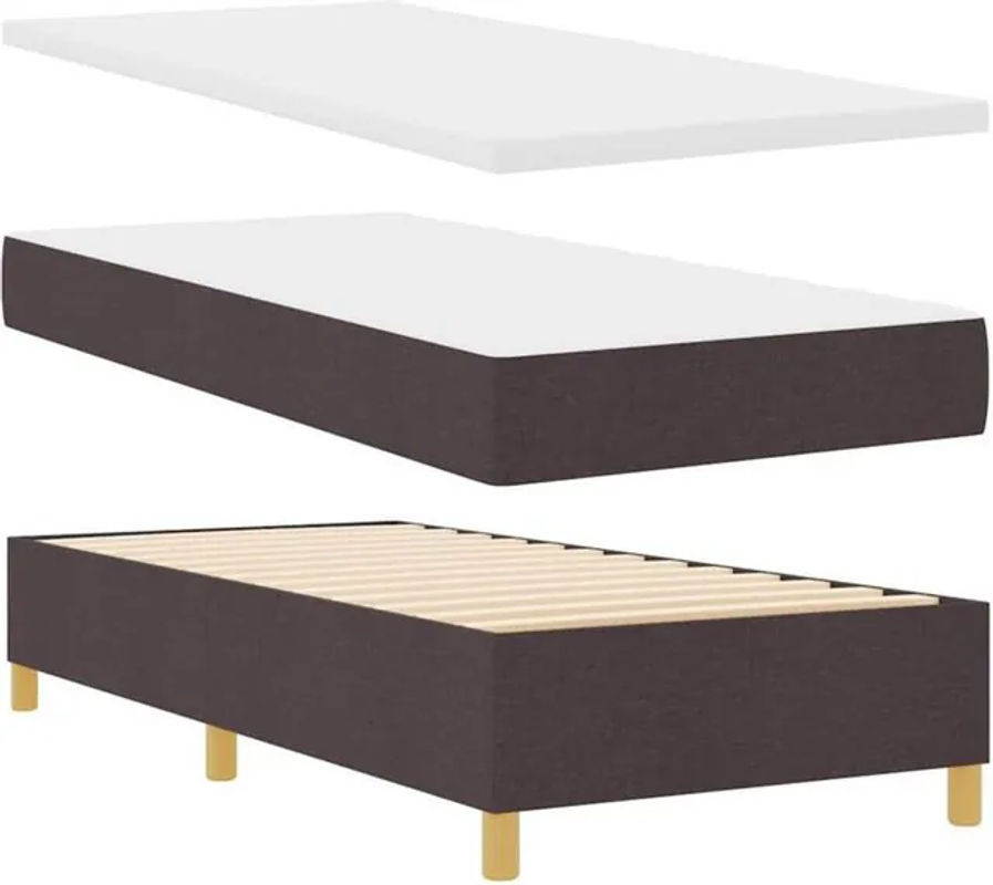 vidaXL Boxspringbett mit Matratze in Braun aus Stoff und Holzwerkstoff, B/T: 100 x 200 cm - Bild 1