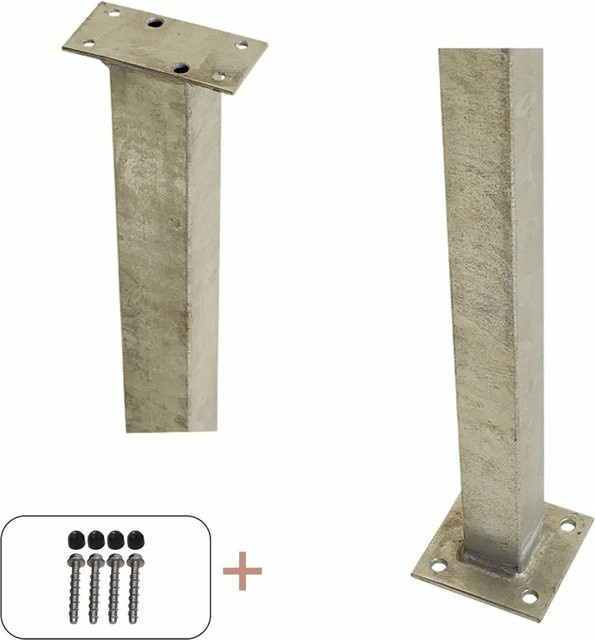 Geländer Pfosten aus feuerverzinktem Stahl in Silber, B/B/H: 4,5 x 4,5 x 103,3 cm - Bild 1