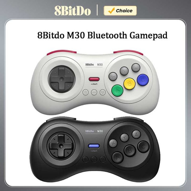 8Bitdo M30 Bluetooth-Gamepad im Sega Genesis Mega Drive Stil für Nintendo Switch OLED, PC, MacOS und Android, Weiß - Bild 1