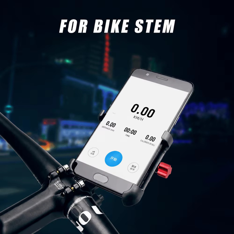 Tragbare 360 Grad drehbare Fahrrad-Handyhalterung aus Aluminium-Legierung in Schwarz für Smartphones von 55-95 mm Breite, geeignet für Rennräder - Bild 4