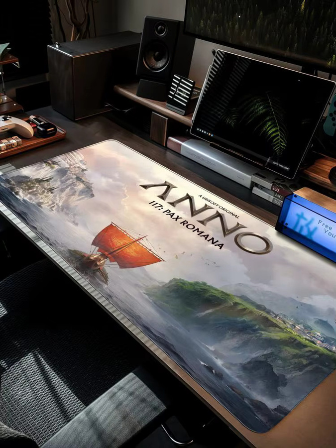 Spiel A-Anno 117 XXL Mauspad in Schwarz und Multicolour, rutschfeste Gamer-Schreibtischunterlage mit HD Art Design, B/T: 90 x 40 cm - Bild 4