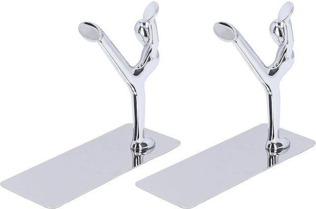 KONNWEI Metall Buchstützen im modernen Design, 2 Stück, Farbe: Weiß/Silber - Bild 1