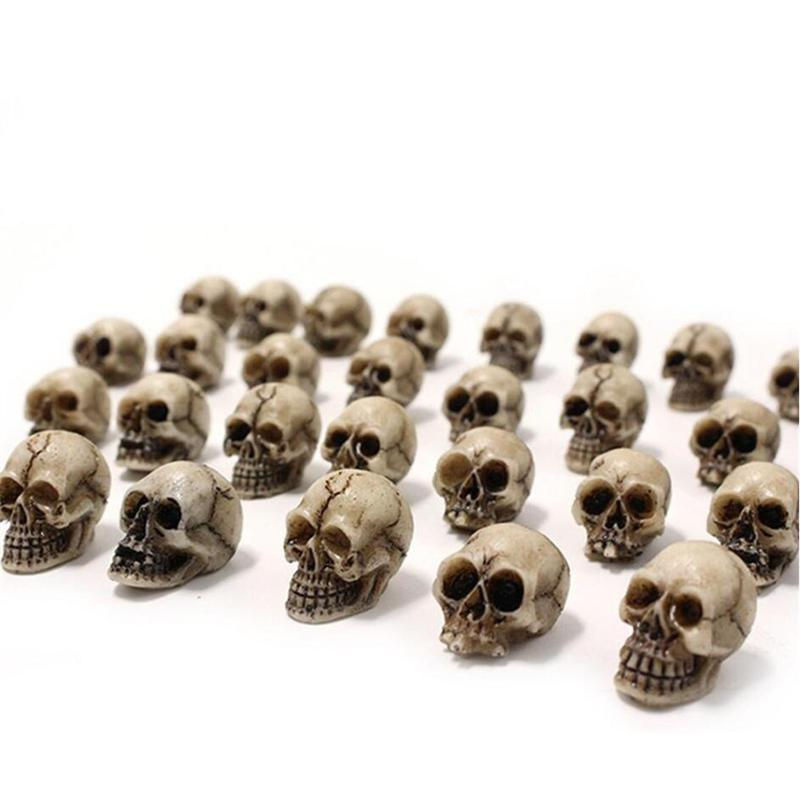 Chenxiaogang Mini-Schädel aus Kunstharz in Beige als Halloween-Dekoration für Haus und Garten - Bild 9