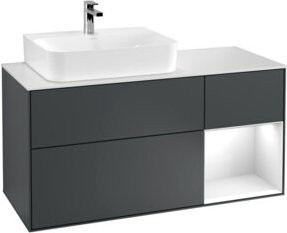 V&B Waschtischunterschrank Finion mit Wandbeleuchtung, Breite: 120 cm, Tiefe: 50,1 cm, Höhe: 50,1 cm, lackiert in Mattblau - Bild 1