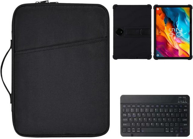 3-in-1 Zubehör-Set für TCL NXTPAPER 14 9491G inklusive Silikon-Hülle mit Stifthalter, Bluetooth-Tastatur und Tragetasche in Schwarz - Bild 1