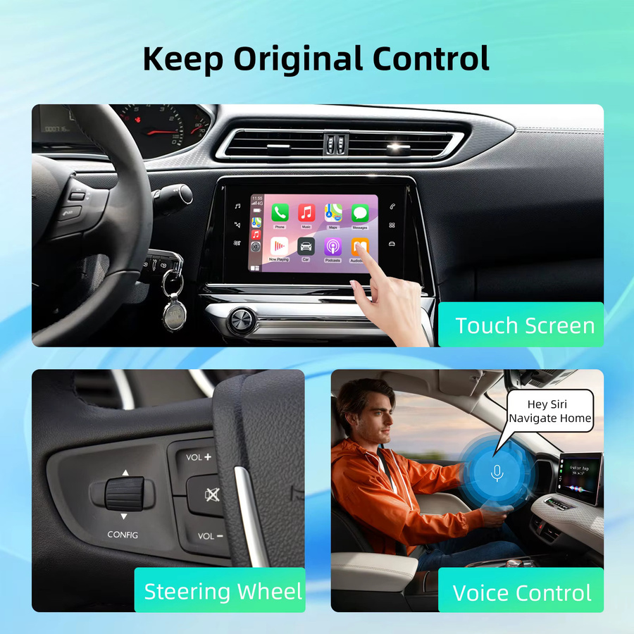 ANYFAR OEM Bildschirm-Upgrade-Decoder-Box für Peugeot und Citroen 2013-2018 mit 7-Zoll-Bildschirm für SMEG/MRN-Systeme inklusive CarPlay und Android Auto in Schwarz - Bild 5