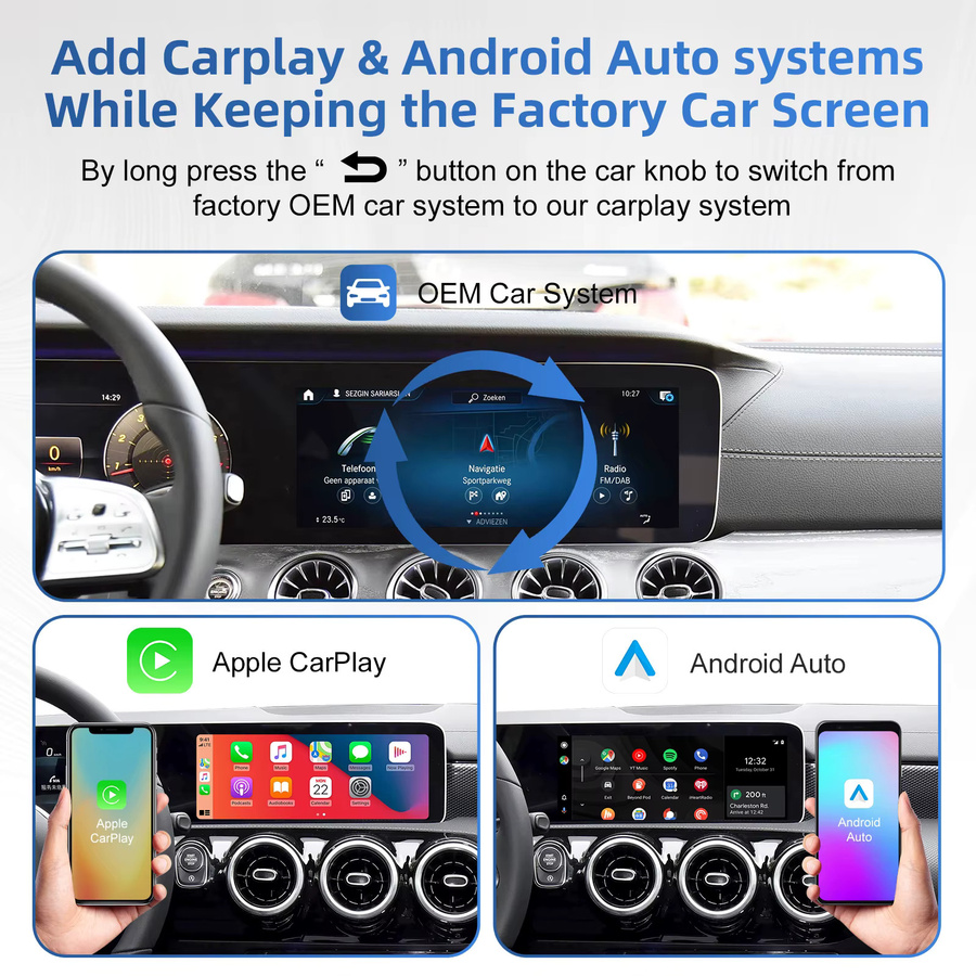 Ezonetronics Kabelloses CarPlay und Android Auto Nachrüstkit für Mercedes Benz NTG 6.0 MBUX System ab 2019 in Silber - Bild 4