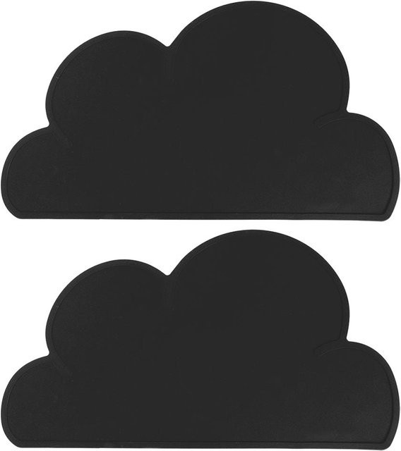 2 Stück TOMTOP JMS Kinder Platzsets aus Silikon in Wolkenform, wasserdicht und wärmeisolierend, Farbe: Schwarz - Bild 1