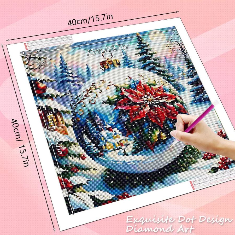 HUACAN Diamantmalerei Weihnachten Winterlandschaft mit Vollrunden-Bohrern als Wanddekoration - Bild 2