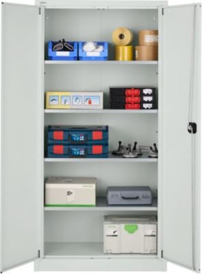 Schäfer Shop Pure Stahlschrank in Lichtgrau, abschließbar mit 4 verzinkten Böden, B/T/H: 95,0 x 40,0 x 193,5 cm - Bild 1