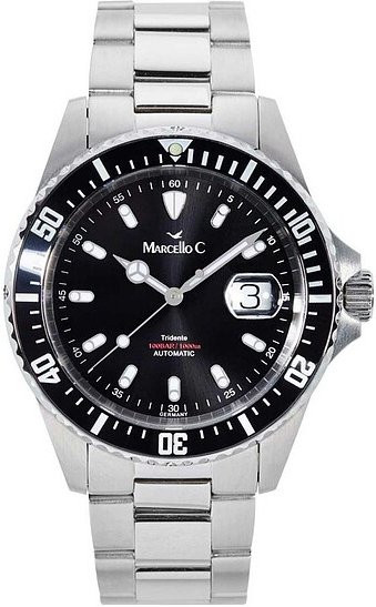 Marcello C. Armbanduhr, Automatik, Edelstahl, schwarzes Zifferblatt, 44 mm, Herren - Bild 1