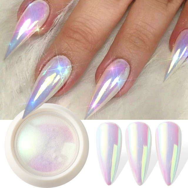 Full Beauty Einhorn Chrom Nagel Pulver, Neon Aurora Spiegel Effekt - Bild 1