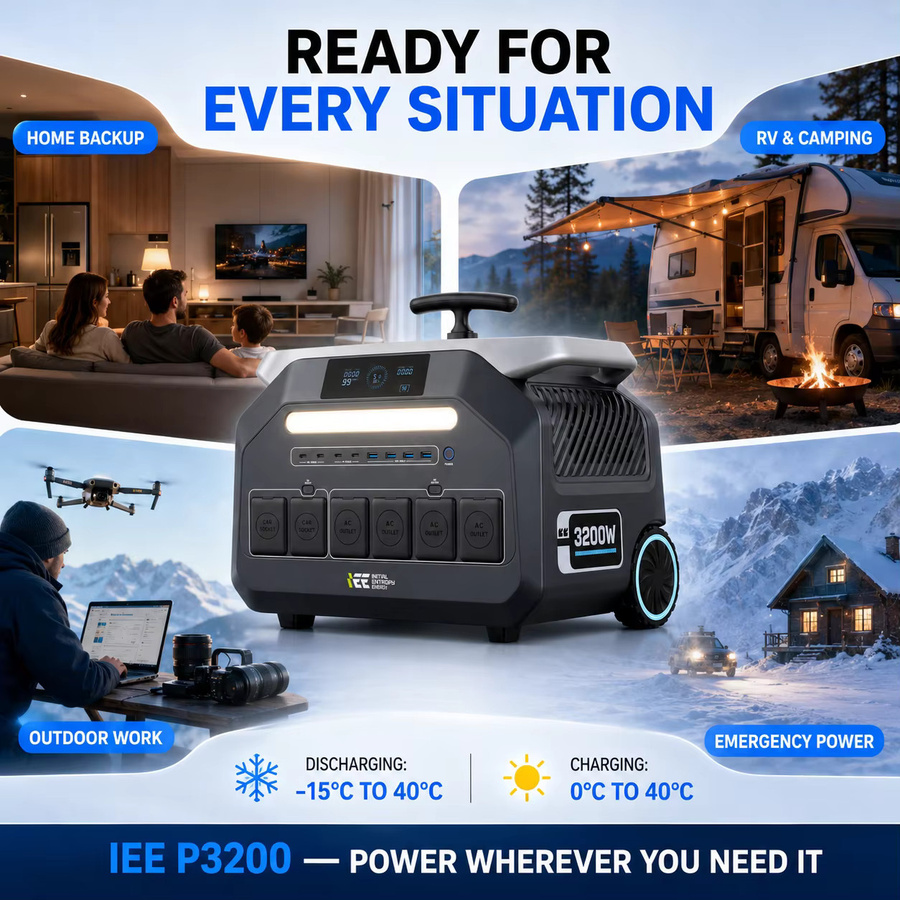 IEE P3200 Tragbare Powerstation 2048Wh LiFePO4 Solar-Generator 3200W mit 1000W Solar-Eingang in Grau - Bild 8