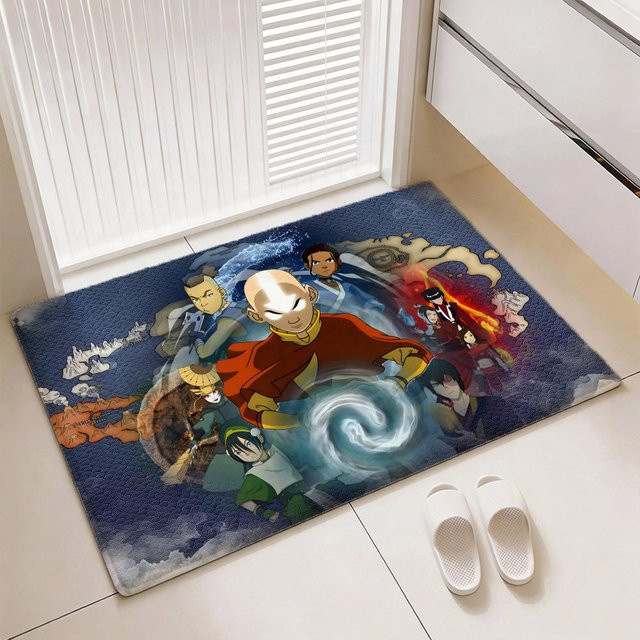 Avatar Der Herr der Elemente Fußmatte aus weichem Flanell, rutschfester Teppich für Wohnzimmer und Flur, Blau, B: 100 cm, T: 150 cm - Bild 1