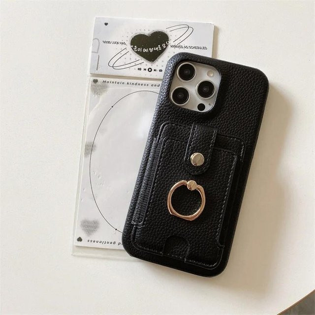 Yiran Geldbörse Handyhülle aus PU Leder mit Kartenhalter und Ring für iPhone 16 15 Plus Pro Max in Grau - Bild 1