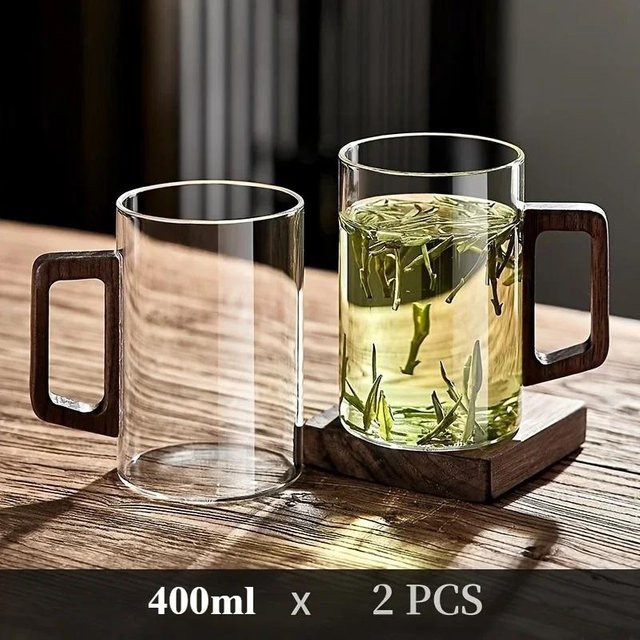 Crescent Cup Teebecher aus Borosilikatglas von Yiran Furniture, Transparent/Grün, 400 ml - Bild 1
