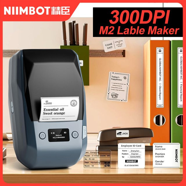 NIIMBOT M2 Tragbarer Bluetooth Thermotransfer-Etikettendrucker mit 300 DPI für Büro und Kleidungsetiketten - Bild 1