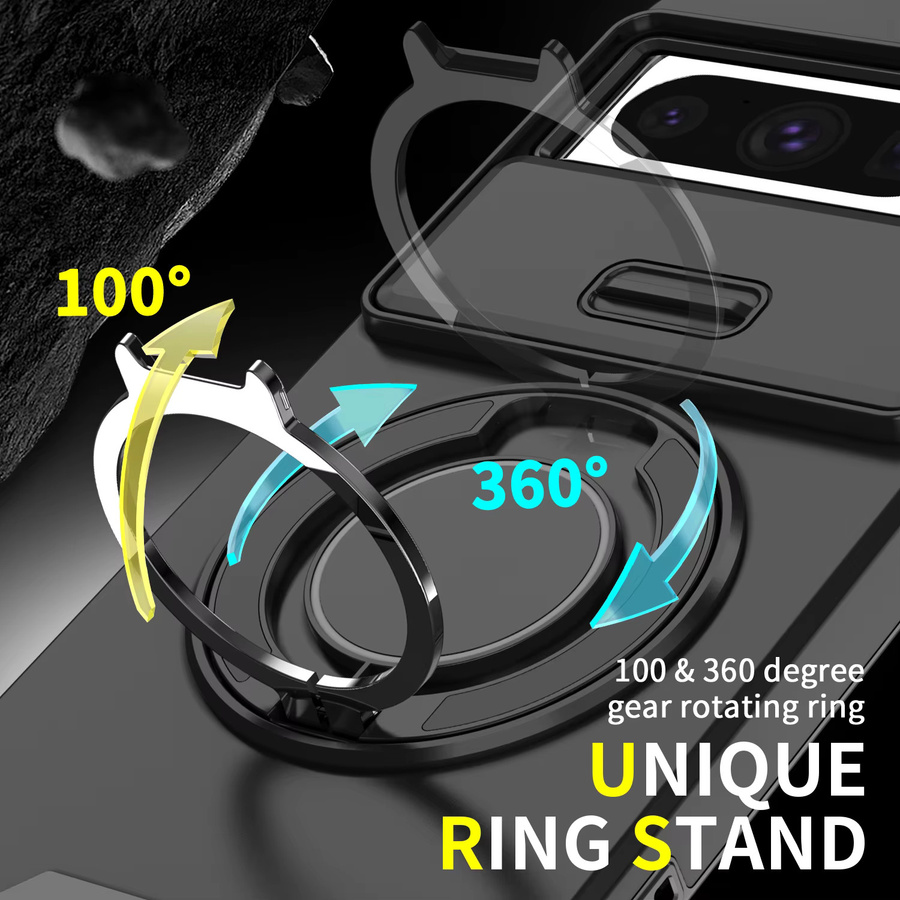 Stoßfeste Hybrid-Doppelschicht Magnet-Schutzhülle mit Metallring für Google Pixel 10 9 Pro XL 9A 8A 8 7 Pro in Schwarz und Blau - Bild 3