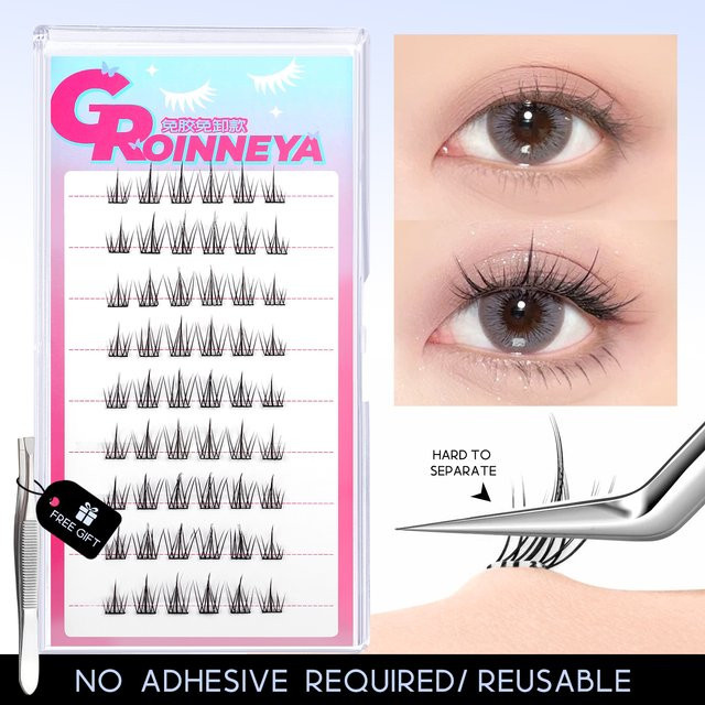 GROINNEYA Wimpern Cluster DIY, Natürlich, Unisex - Bild 1