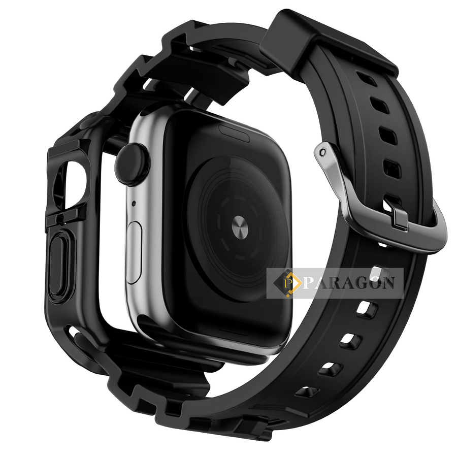 CAOWTAN Uhrenarmband und Hülle, Silikon, Schwarz, Unisex - Bild 3