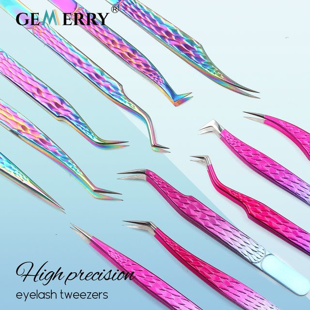 GEMERRY Pinzette für Wimpernverlängerung, Edelstahl, Unisex - Bild 1