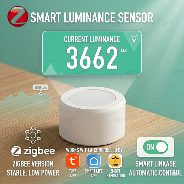 Tuya Zigbee Lichtsensor Luxmeter zur Helligkeitsmessung, kompatibel mit Smart Life und Tuya App, Farbe: Weiß - Bild 1