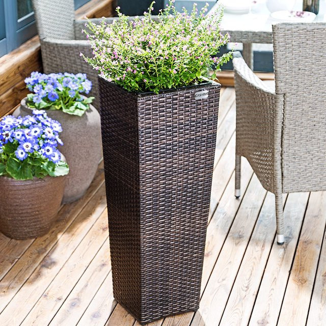 Casaria Blumenkasten Polyrattan 3er Set braun B/T/H: 80 x 30 x 30 cm, 61 x 24,5 x 24,5 cm und 41 x 21 x 21 cm - Bild 1