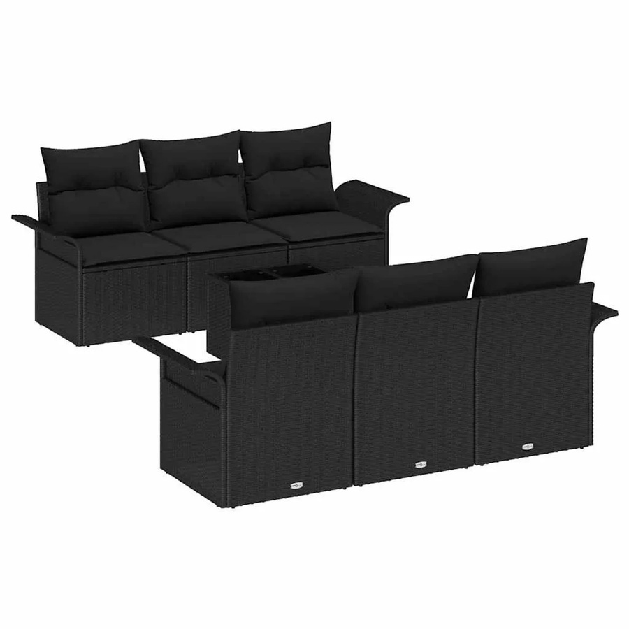 7-teiliges vidaXL Garten-Sofa-Set aus Poly-Rattan in Schwarz - Bild 2