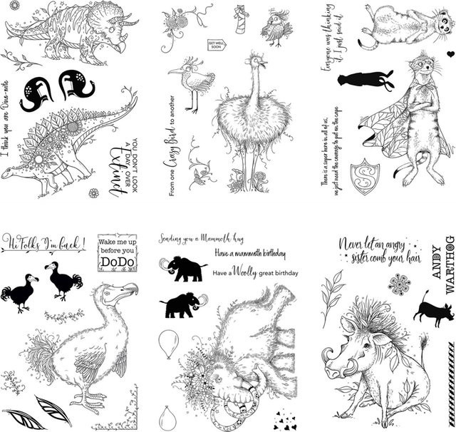 Transparente Tierstempel Set mit Dinosauriern, Mammut und weiteren Tieren für DIY Scrapbooking und Kartenherstellung - Bild 1
