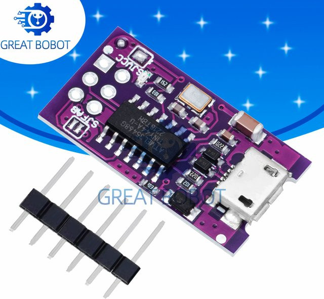 Baishundianzi BS Micro USB Tiny AVR ISP Programmiermodul in Lila für ATtiny44, ATTiny45 und ATTiny85 mit USBTinyISP 5V Mikrocontroller-Bootloader - Bild 1