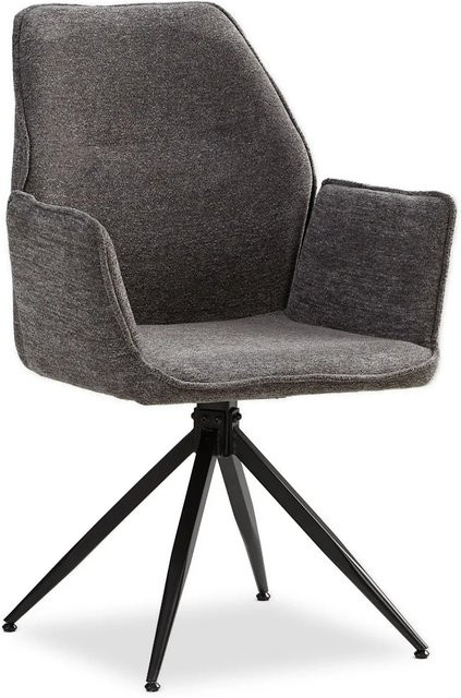 Homestyle4u Polsterstuhl drehbar in Grau mit Armlehnen und Chenille-Bezug, B/T/H: 60,0 x 61,0 x 120,0 cm - Bild 1