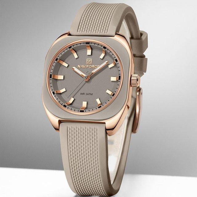NAVIFORCE Armbanduhr Quarz, Silikon, Roségold, Grau, Damen - Bild 1