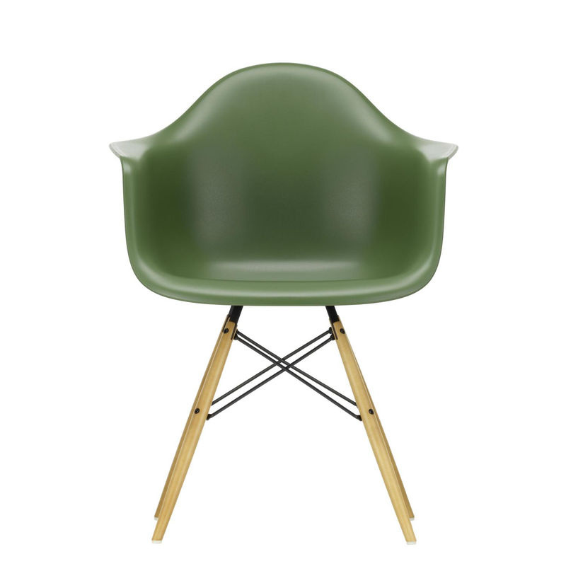 Vitra DAW Eames Plastic Armchair mit Armlehnen in Grün und Ahornholzgestell - Bild 3