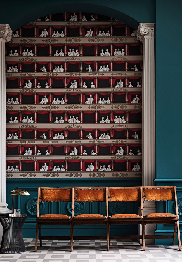 Cole & Son Tapete Teatro Linen and Rouge in Multicolour mit Mid-Century Design und Non-Woven Material - Bild 1