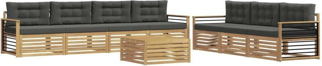 vidaXL Outdoor-Sofagarnitur aus Akazienholz mit 8 Teilen in Anthrazit und Weiß, B/T/H: 79 x 79 x 37 cm - Bild 1