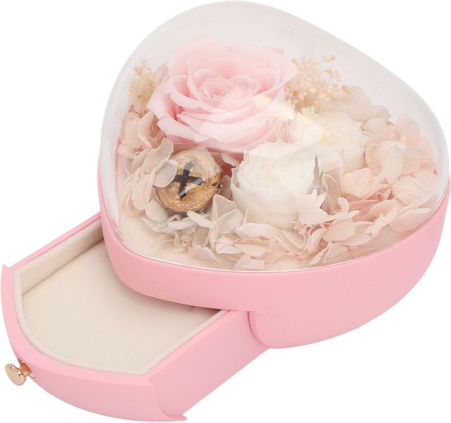 Herzförmige Schmuckschatulle von DIYelecs in Rosa mit floralem Design zur Aufbewahrung von Halsketten und Ringen - Bild 1