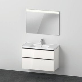 Duravit D-Neo Badezimmer-Set mit Möbelwaschtisch und Universal Licht Spiegel in Weiß Hochglanz, B: 100,5 cm, T: 48,0 cm, H: 62,5 cm - Bild 1