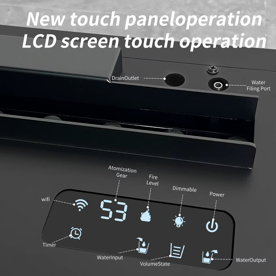 AFLYEVER 3D Smart Elektrokamin in Schwarz mit integriertem Luftbefeuchter, LED-Flammeneffekt und Kaminholz-Soundeffekt aus Glas - Bild 3