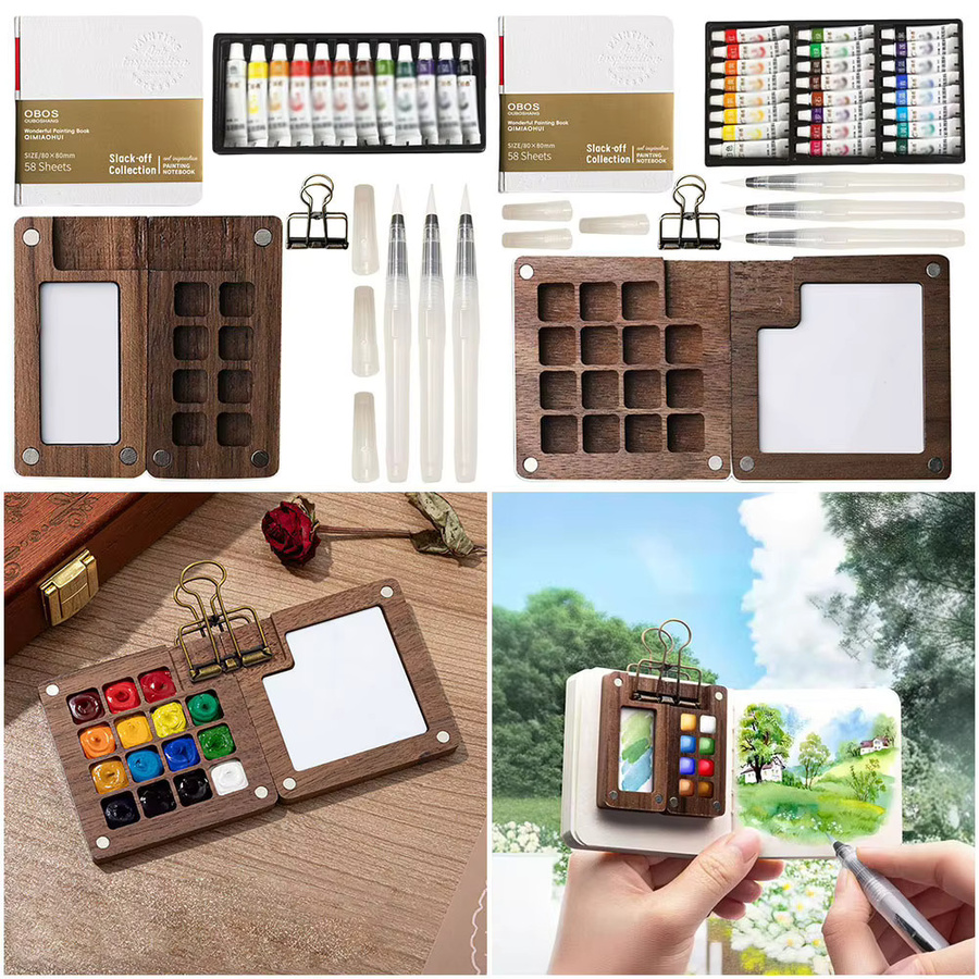 Tragbare Mini-Aquarellbox mit 8/15 Fächern als Reise-Malpalette in Multicolour - Bild 5